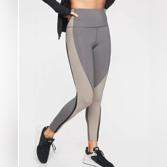 ATHLETA Silver Bells Spar Colorblock 7/8 Leggings Womens Activewear Size Small - Picture 1 of 8